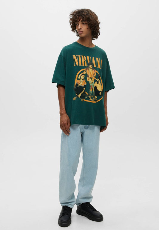 Ja &amp; Bear Green Nirvana T-shirt