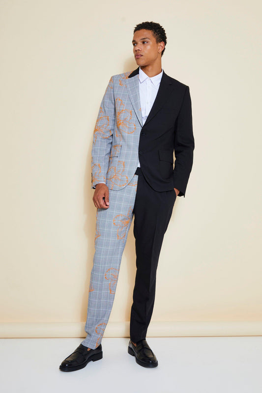 Boohoo Ụkwụ kwụ ọtọ Spiced Floral Print Suit Trouser